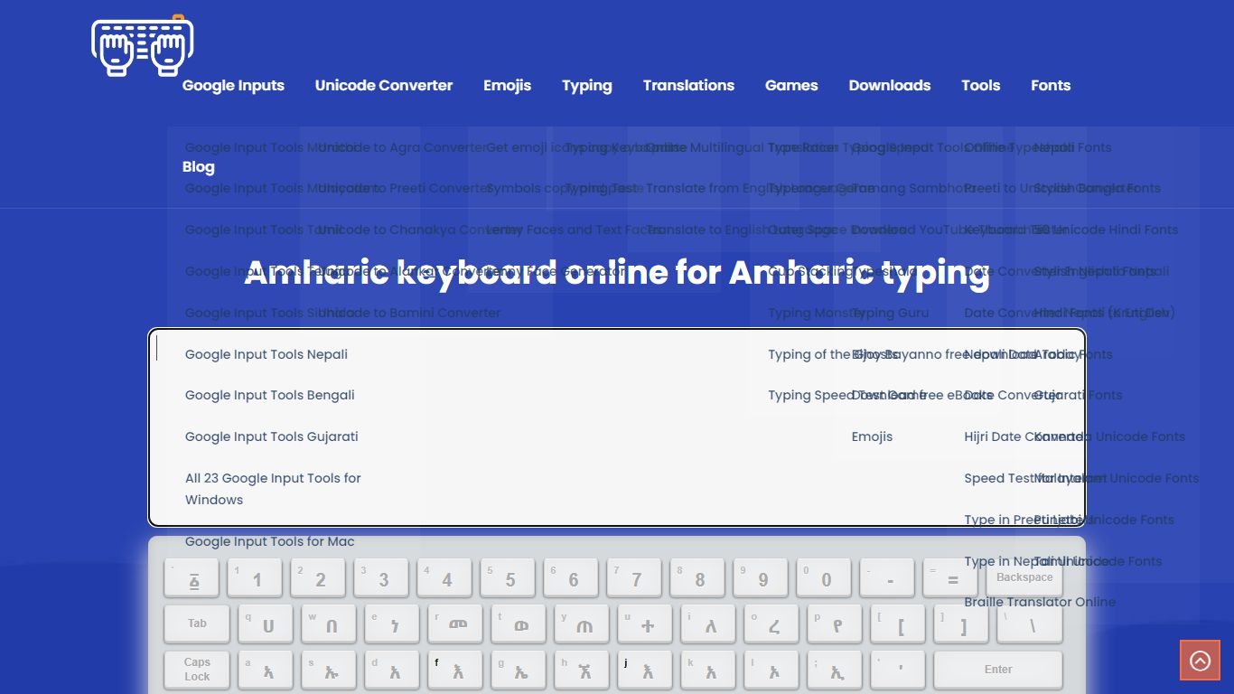 Amharic Typing Keyboard to type in Amharic font